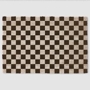 Dark and Light Checkerboard Fiber Doormat
