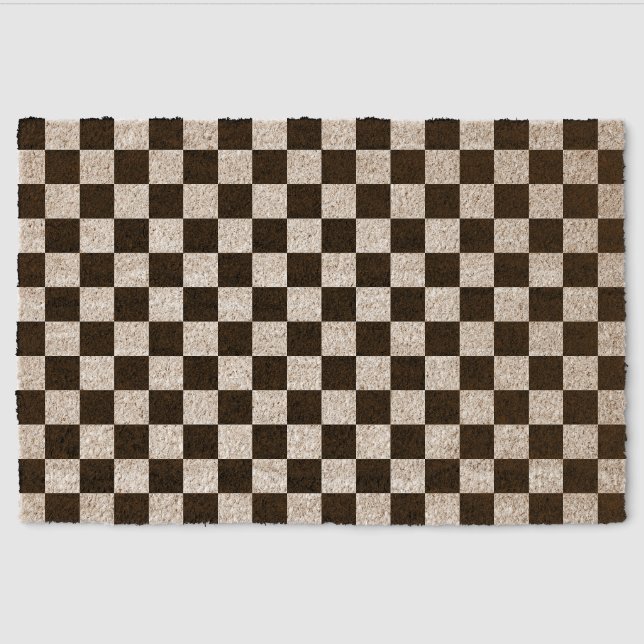 Dark and Light Checkerboard Fiber Doormat (Front)