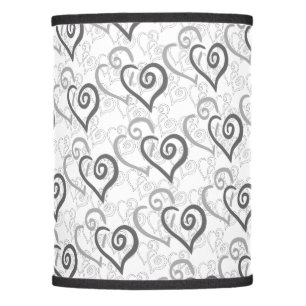 Dark and Light Gray Linked Heart Art Pattern Lamp Shade