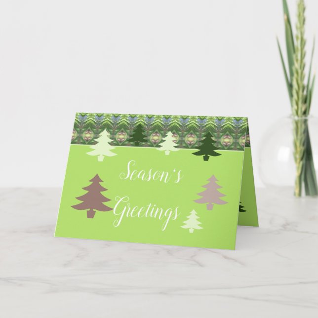 Dark And Light Green Holiday Card (Front)