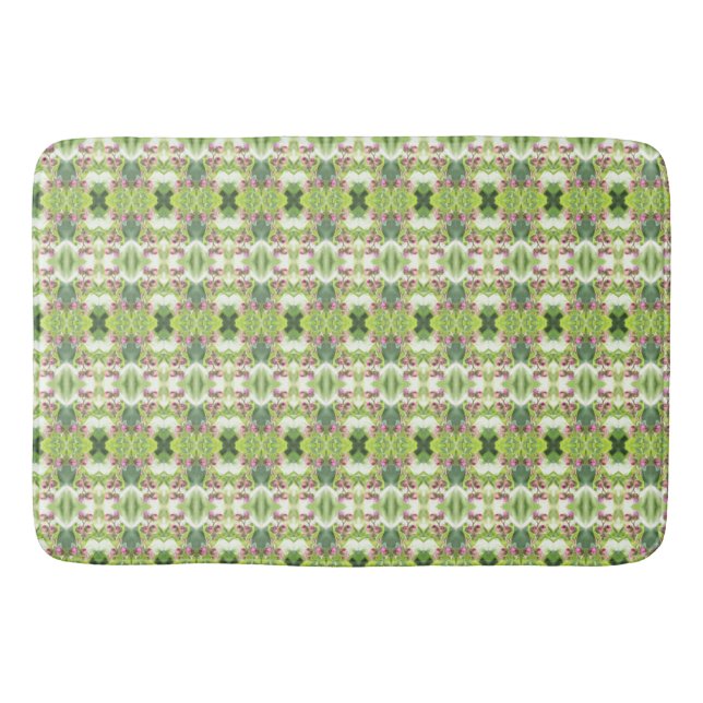 Dark and Light Green Patterned Bath Mat (Front)