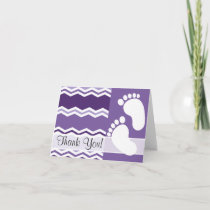 Dark and Light Lavender Purple Chevron Stripes Thank You Card