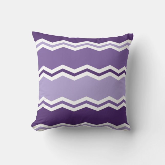Dark and Light Lavender Purple Chevron Stripes Throw Pillow (Front)