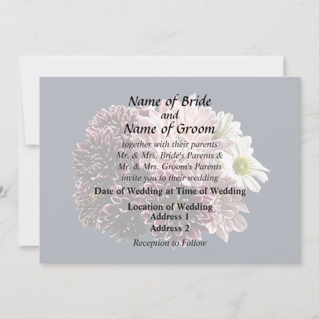 Dark and Light Mums and Daisies Invitation (Front)
