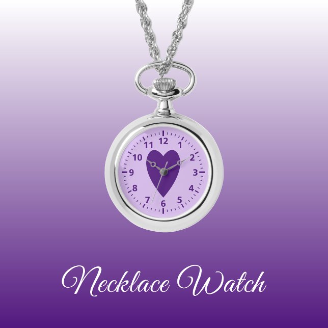 Dark and light purple love heart Necklace Watch (Creator Uploaded)