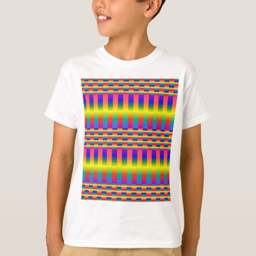 Dark and Light Rainbows Checkers and Stripes T_Shirt