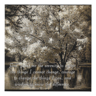 Dark and light tree serenity prayer faux canvas print