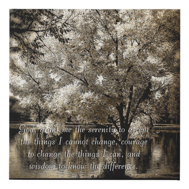 Dark and light tree serenity prayer faux canvas print (Front)