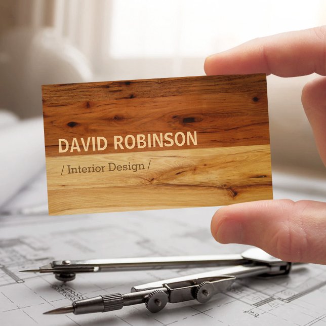 Dark and Light Wood Grain Look Business Card (Creator Uploaded)