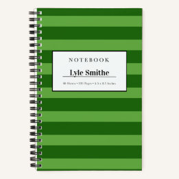 Dark And Lime Green Striped Personalized Notebook