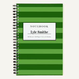 Dark And Lime Green Striped Personalized Notebook
