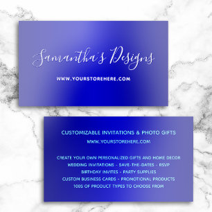 Dark and Medium Blue Ombre Online Store Foil Business Cards
