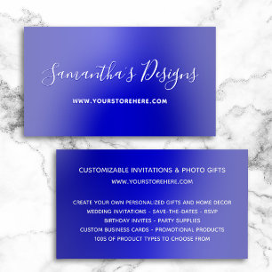Dark and Medium Blue Ombre Online Store Foil Business Cards