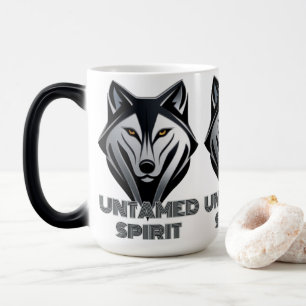Dark and Minimalist Wolf Design with Sleek Lines Color Morph Mug