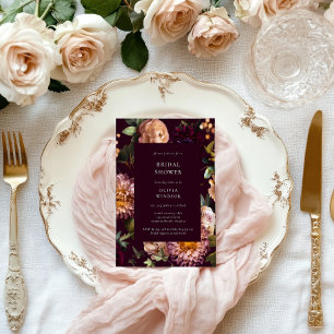 Dark and Moody Burgundy Floral Bridal Shower Invitation