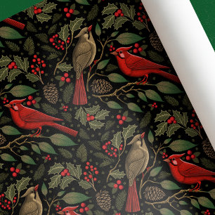 Dark and Moody Christmas Cardinals Wrapping Paper