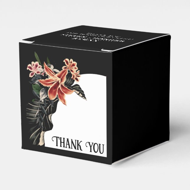 Dark and Moody Customizable Goth Wedding Favor Boxes (Front Side)