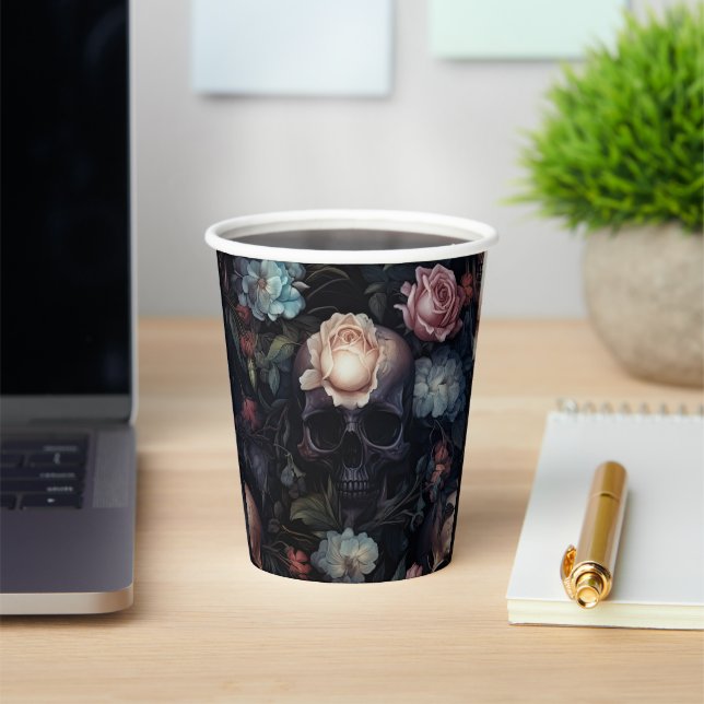Dark and Moody Floral Gothic Bridal Shower  Paper Cups (Insitu)