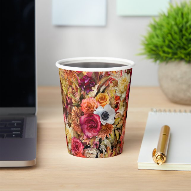 Dark and Moody Floral Gothic Bridal Shower  Paper Cups (Insitu)