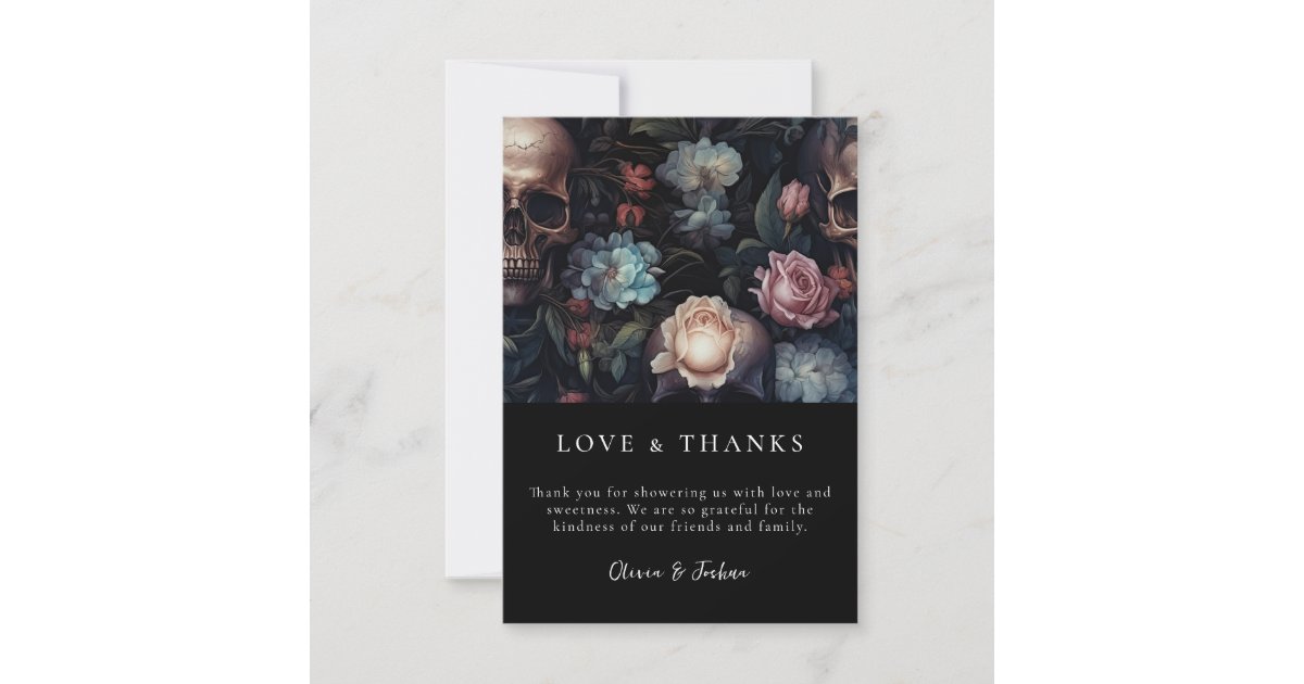 Dark and Moody Floral Gothic Bridal Shower Thank You Card | Zazzle