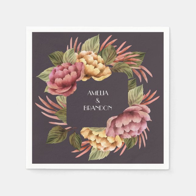 Dark and Moody Floral Napkins (Front)