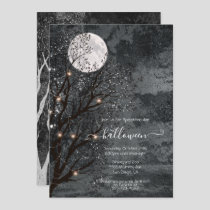 Dark and Moody Full Moon Halloween Tree Invitation