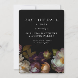 Dark and Moody Gothic Dark Floral Black Save the Invitation