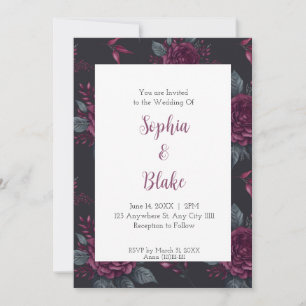 Dark and Moody Gothic Floral Wedding Invitation