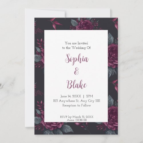 Dark and Moody Gothic Floral Wedding Invitation