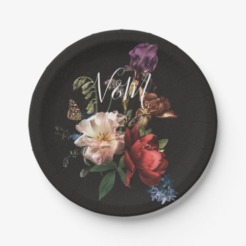 Dark and Moody Rembrandt Floral Paper Plates