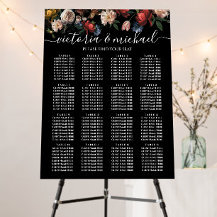 Dark and Moody Rembrandt Floral Seating Chart 16 Foam Board
