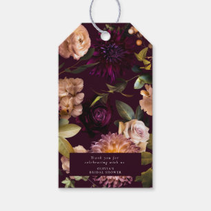 Dark and Moody Romantic Burgundy Bridal Shower Gift Tags