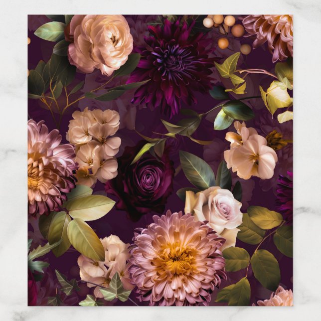 Dark and Moody Romantic Floral Bridal Shower  Envelope Liner (Design)