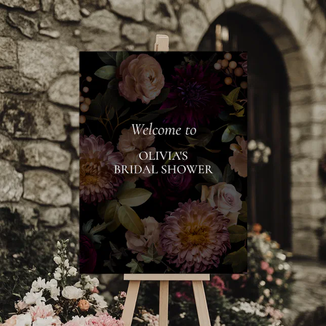 Dark and Moody Romantic Goth Floral Bridal Shower Foam Board | Zazzle