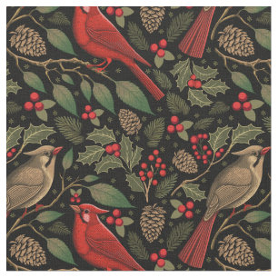 Dark and Moody Winter Cardinals Fabric