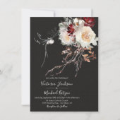 Dark and Moody Winter Floral Wedding Invitation (Front)