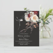 Dark and Moody Winter Floral Wedding Invitation (Standing Front)