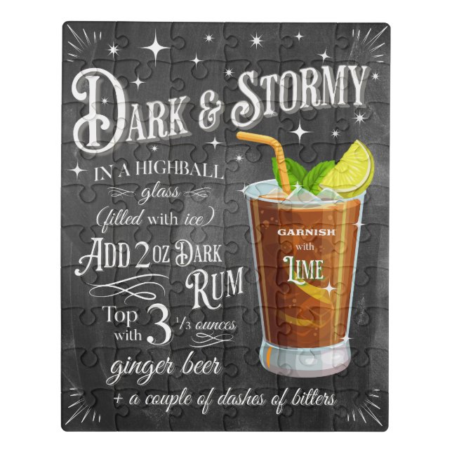 Dark and Stormy Chalkboard Recipe Jigsaw Puzzle (Puzzle Vertical)