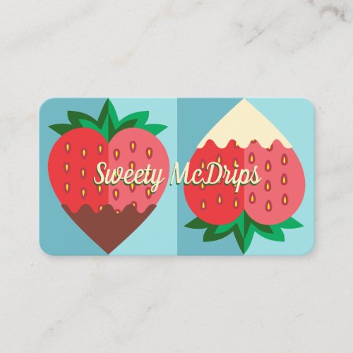 dark and white chocolate covered strawberry fruit business card