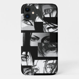 dark and white filter eyes anime girls iPhone 11 case
