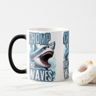 Dark and White Shark Cutting Waves Urban Graffiti Color Morph Mug