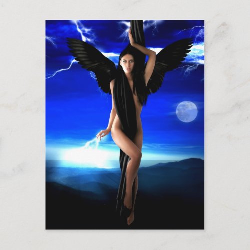 Dark angelgoddess divine shaman woman shakti postcard