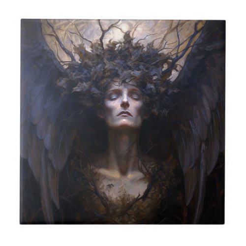 Dark Angel Gothic Goth Fantasy Art Ceramic Tile