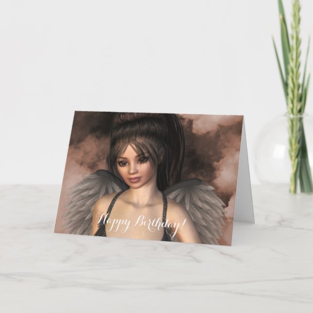 Dark Angel Grace Portrait Birthday Card (Front)
