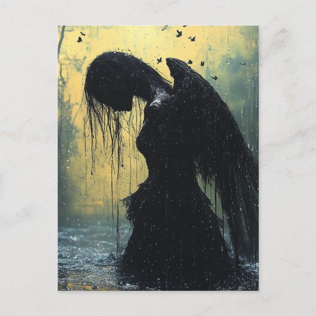 Dark Angel in Rain Fantasy Postcard (Front)
