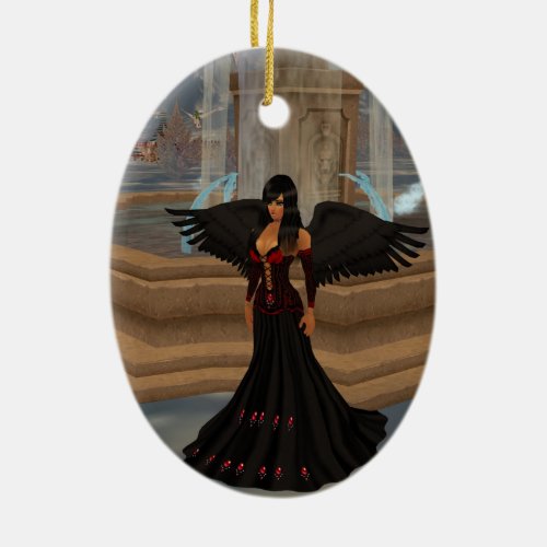 Dark Angel Love Oval Ornament