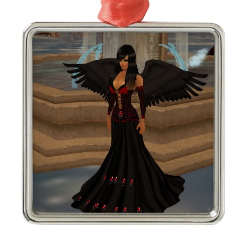 Dark Angel Love Square Ornament