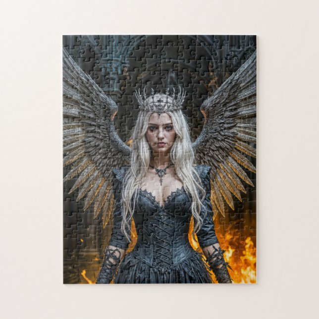 Dark Angel Queen in Candlelit Hall Jigsaw Puzzle (Vertical)