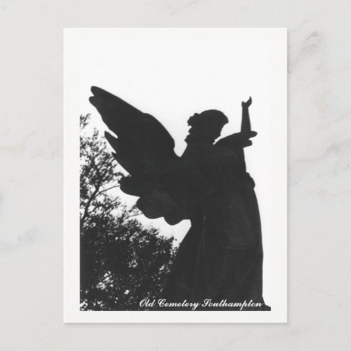 Dark Angel Statue Old Cemetery Postcard Text