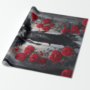 Dark Angel Tears, Divinity & Red Roses Wrapping Paper